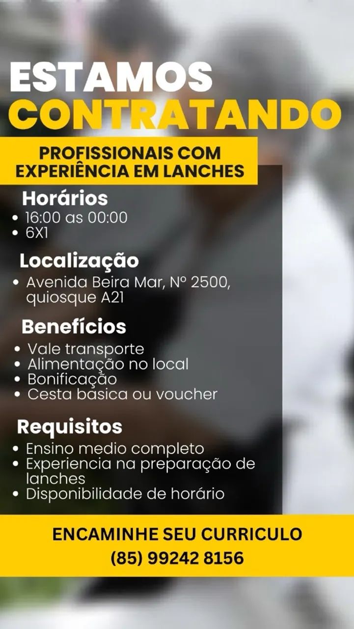 Vagas de Emprego Lanchonete 