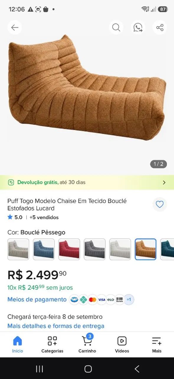 Poltrona chaise estilo Togo  - Foto 2