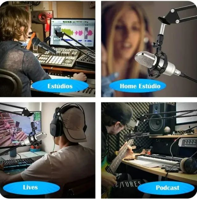 Braço Articulado Suporte Microfone Profissional Hyperx Quadcast E Solocast Mesa Podcast - Foto 4