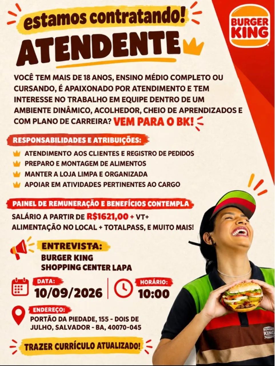 Vaga de atendente 