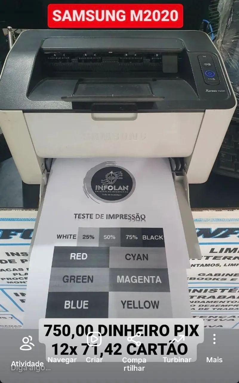 Impressora Samsung M2020+ Garantia Loja