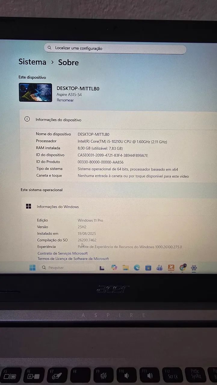 Notebook Acer Aspire 5 (A515-54)