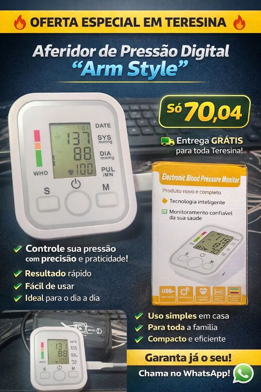 Aferido de pressão arterial com assistente de voz. 