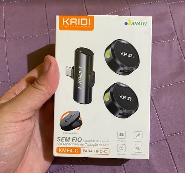 Microfone Sem Fio Kaidi KMF4-C (Tipo-C) - Novo na Caixa - Foto 2