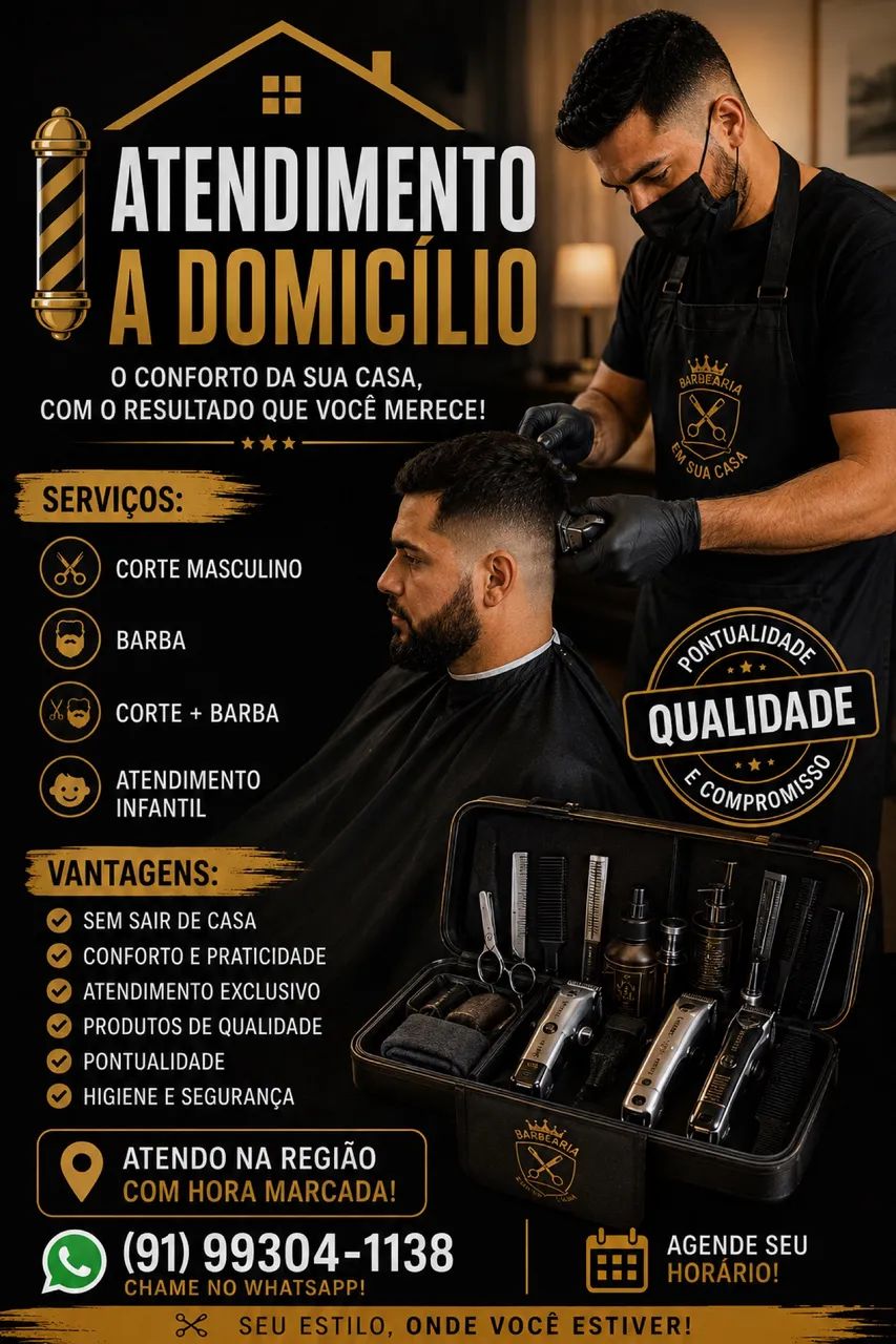 ? BARBEIRO A DOMICÍLIO ? SEU CORTE, NO CONFORTO DA SUA CASA! ?