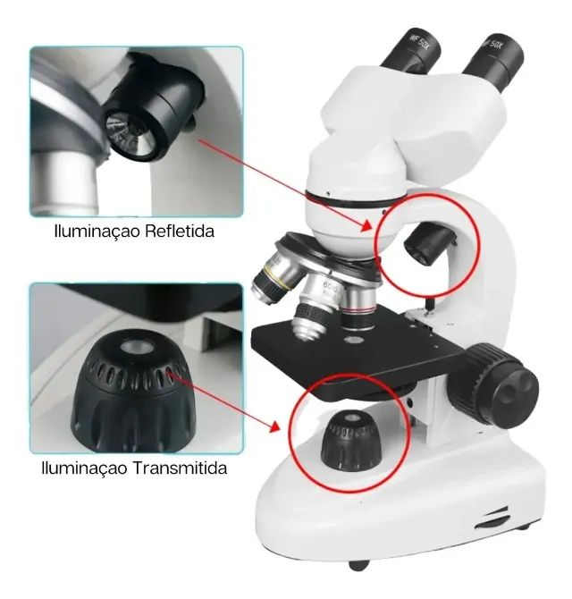 Microscópio Biológico Binocular Optico Profissional Estudant Branco 5v - Foto 4