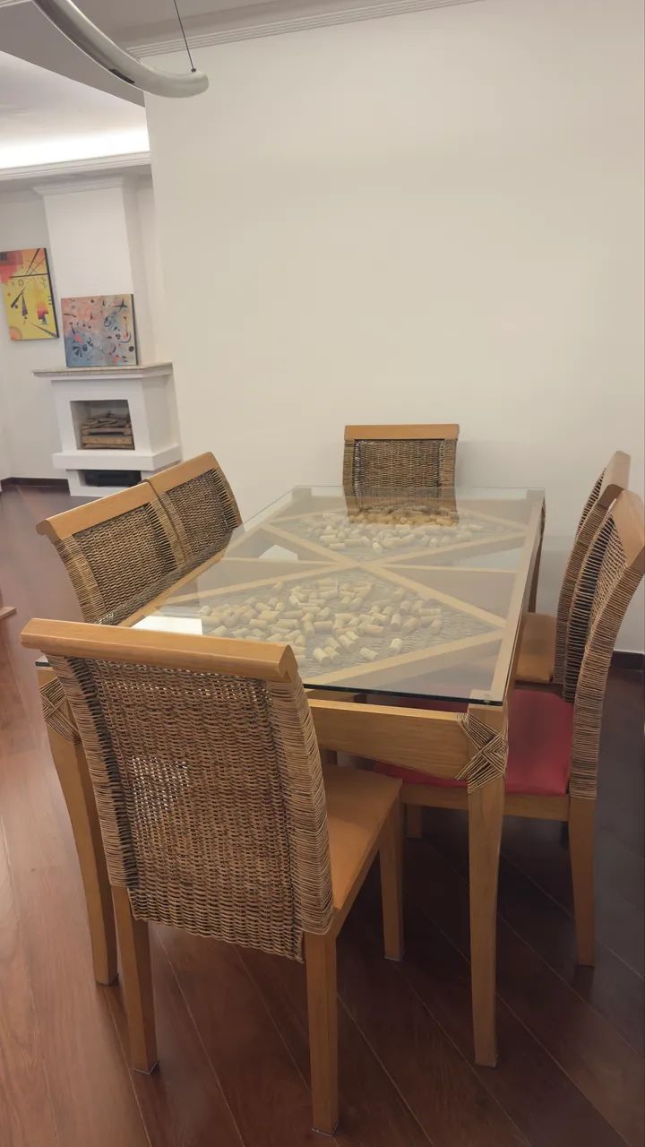 Mesa de jantar com 6 lugares - Tampo de vidro - Foto 6
