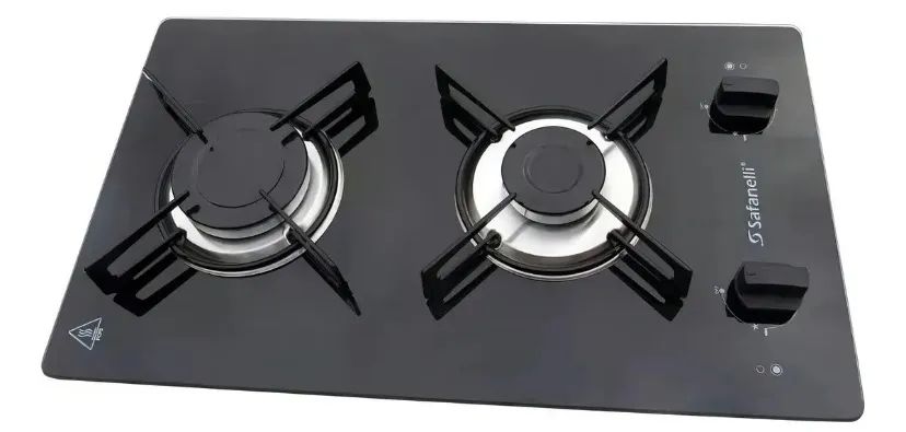 Cooktop Safanelli de Vidro Preto 2 Bocas - Gás GLP