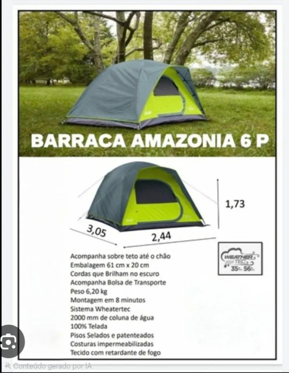 Vendo Barraca coleman Amazônia 6 pessoas