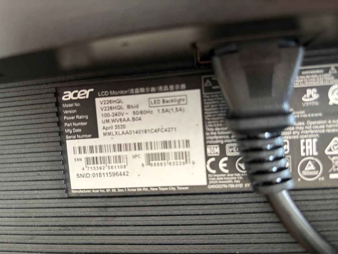 monitor Acer V226HQL. - Foto 3
