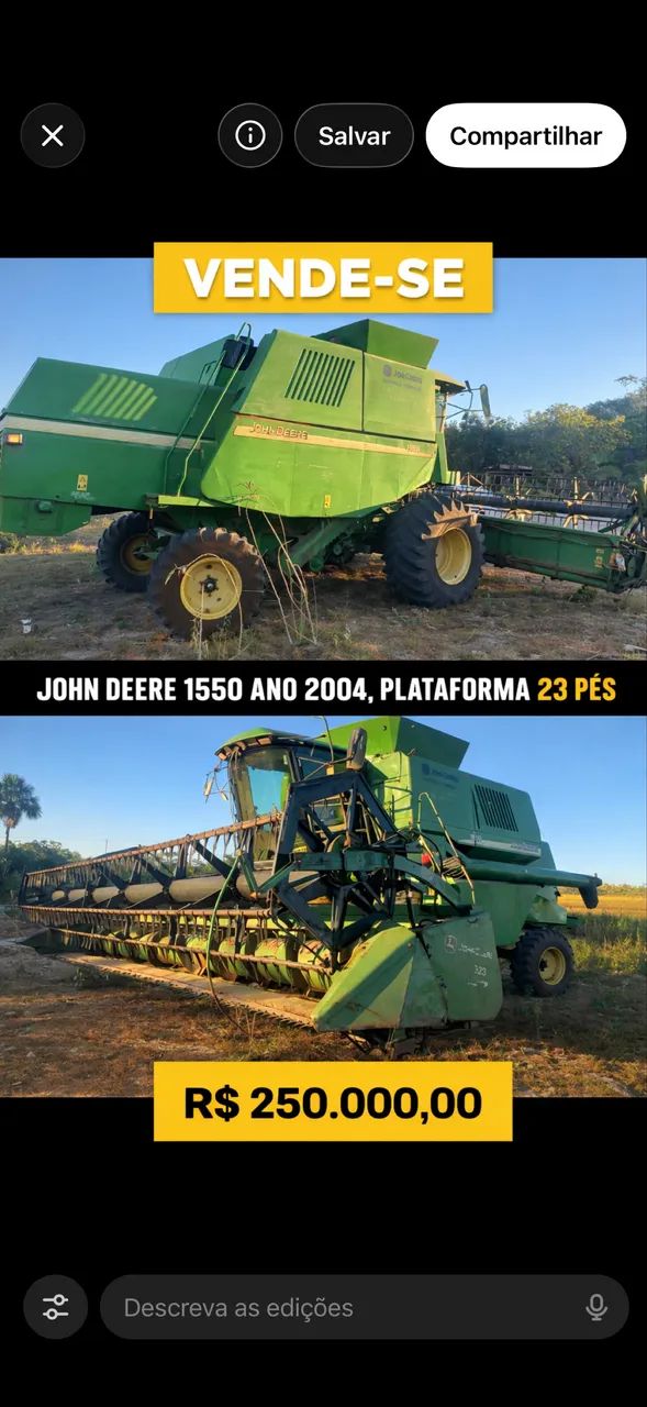 Colhedeira jonh deere