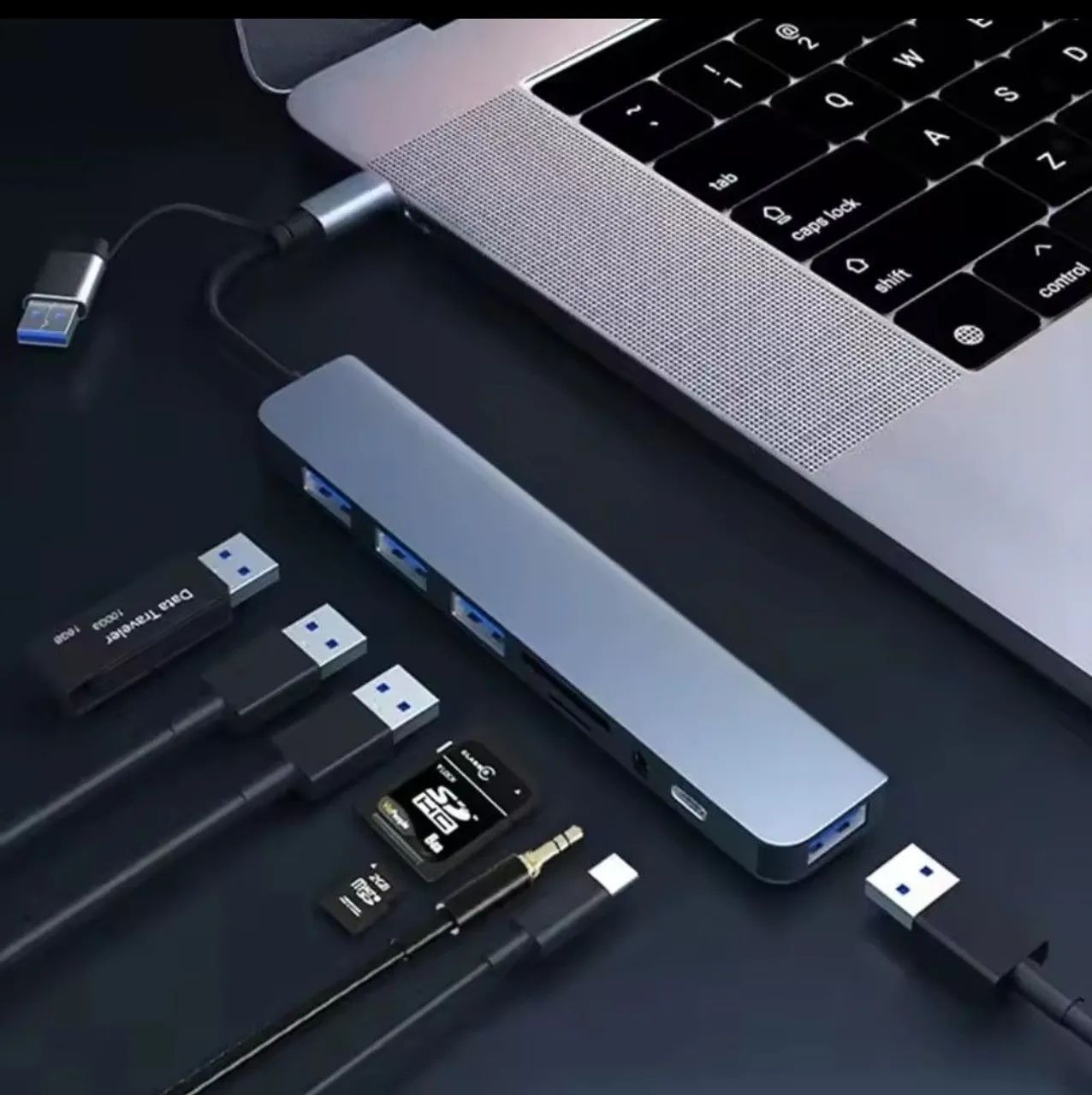 Adaptador Hub Usb-c 3.0 8 Em 1 P2 Microsd Macbook Windows - Foto 5