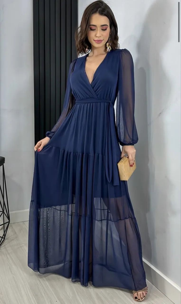 Vestido Longo Azul Marinho - Foto 3