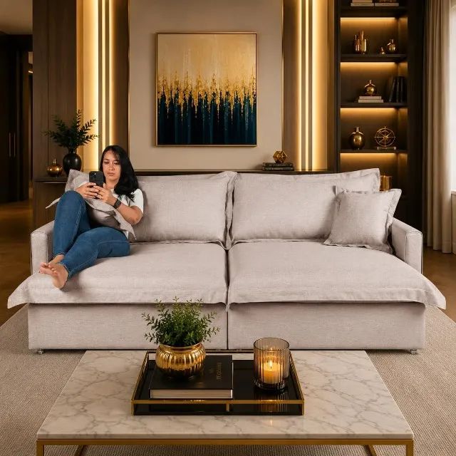 Sofá cama entrega rápida cinza 2,30m
