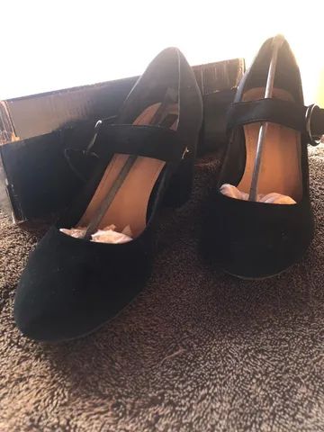 Sapato Feminino Boneca Preto Camurça