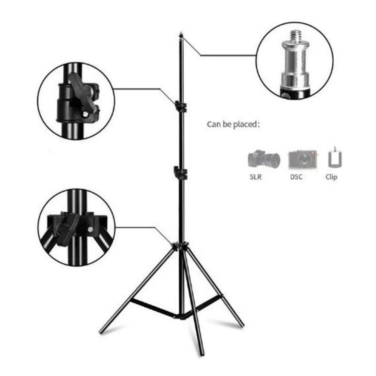 Tripé Para Iluminação Led 2.1 Metros Universal, Celular, Projetor, Câmera 