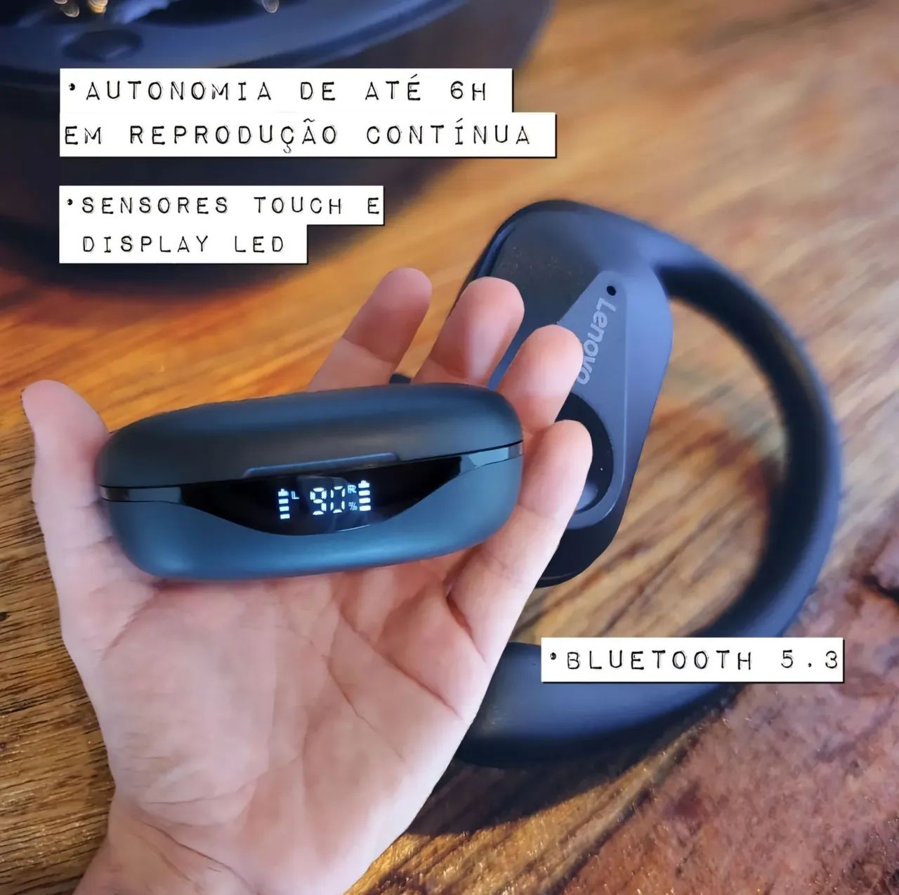 (Lacrado) Fone de ouvido bluetooth LENOVO LP75 Esportivo Original  - Foto 5
