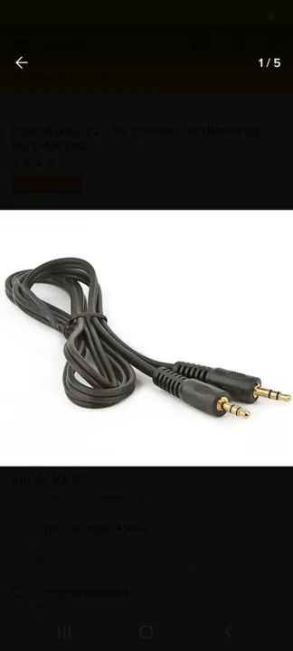 Cabo Auxiliar P2 + P2 Dourado 1,5m