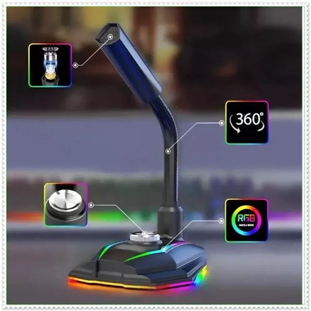 Microfone Gamer com Led RGB Usb para PC, Notbook - Foto 4