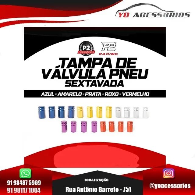 Kit Tampa Válvula Sextavada Para Pneu De Carro 4pçs