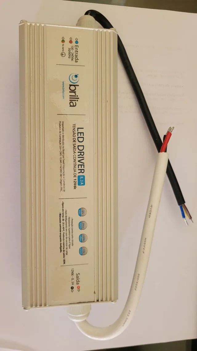 Fonte eletrônica 100W 8,33A BIVOLT (driver) brilia