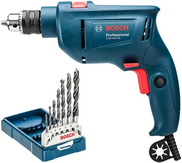 Bosch Furadeira 127v de Impacto GSB 450 RE 450W + Brocas Madeira Mini X-Line 3-10mm 7 peça