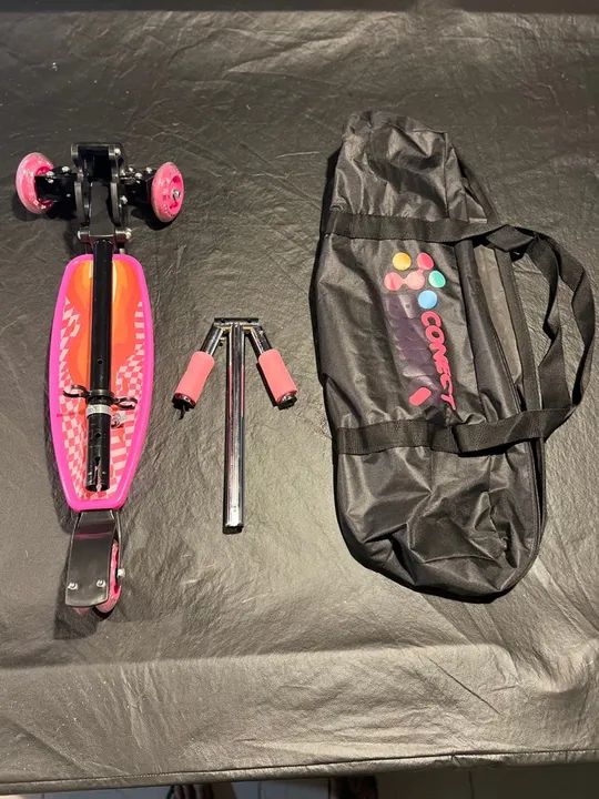 Patinete Infantil Rosa com Bolsa para Transporte - Foto 2