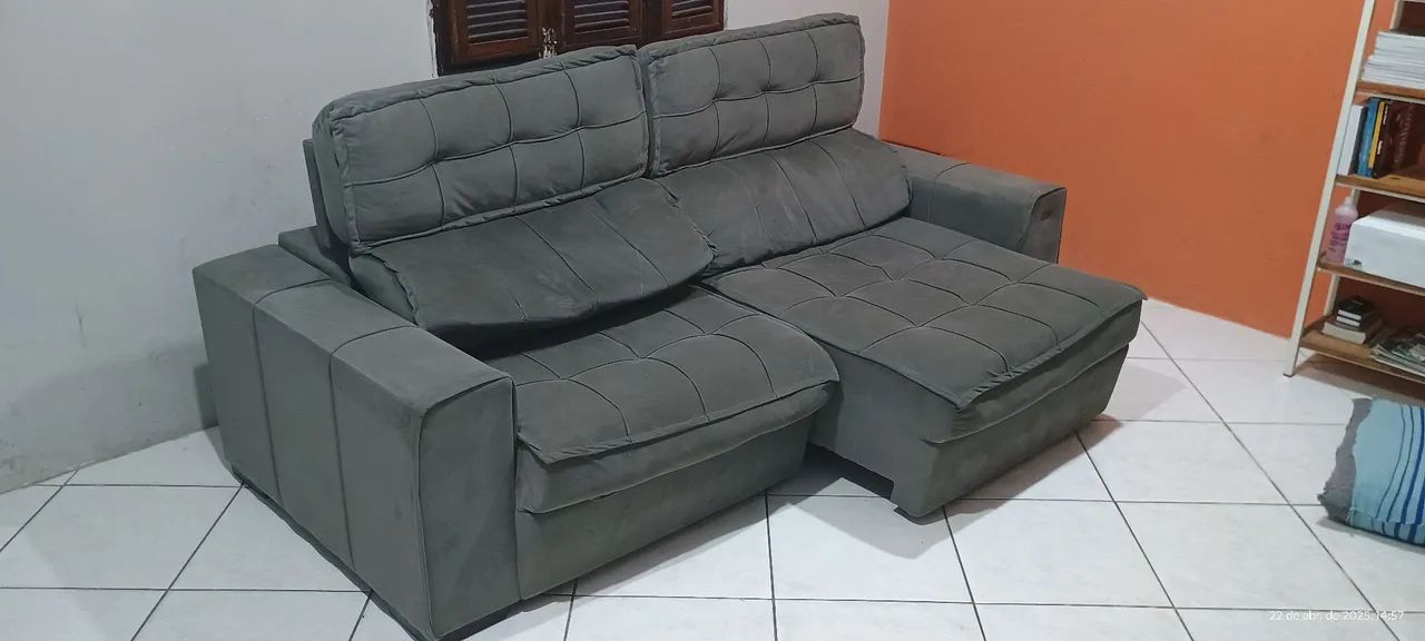 Sofá Retrátil 4 Lugares Cinza - Foto 3