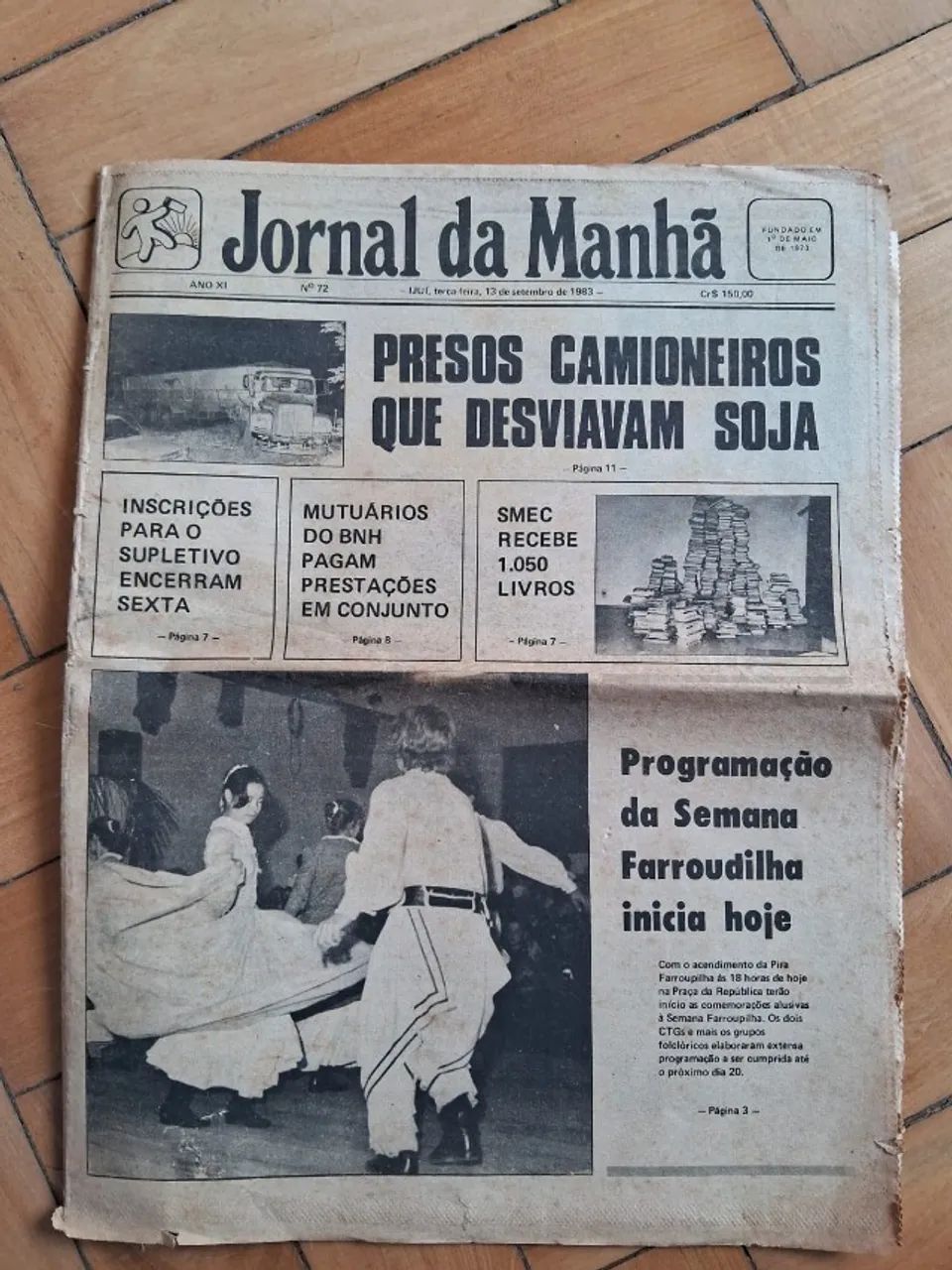 Edição Do Jornal Da Manhã Do Dia 13-09-1983 - Antiguidade