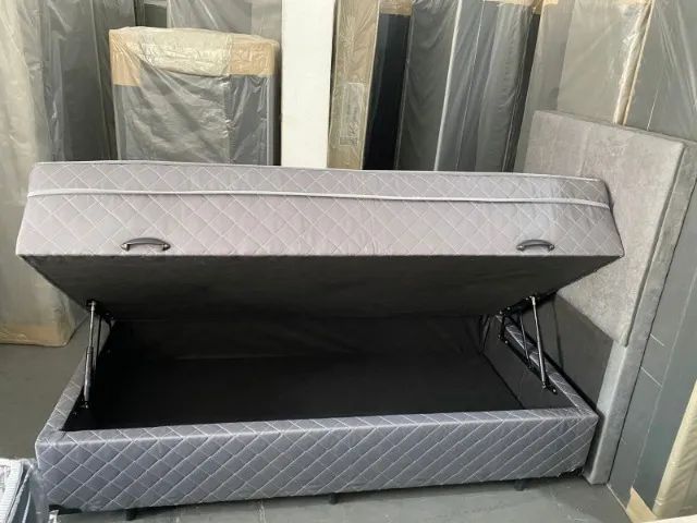 CAMA BOX BAÚ SOLTEIRO  CINZA POLIÉSTER CONJUGADA R$  89,00 - Foto 2