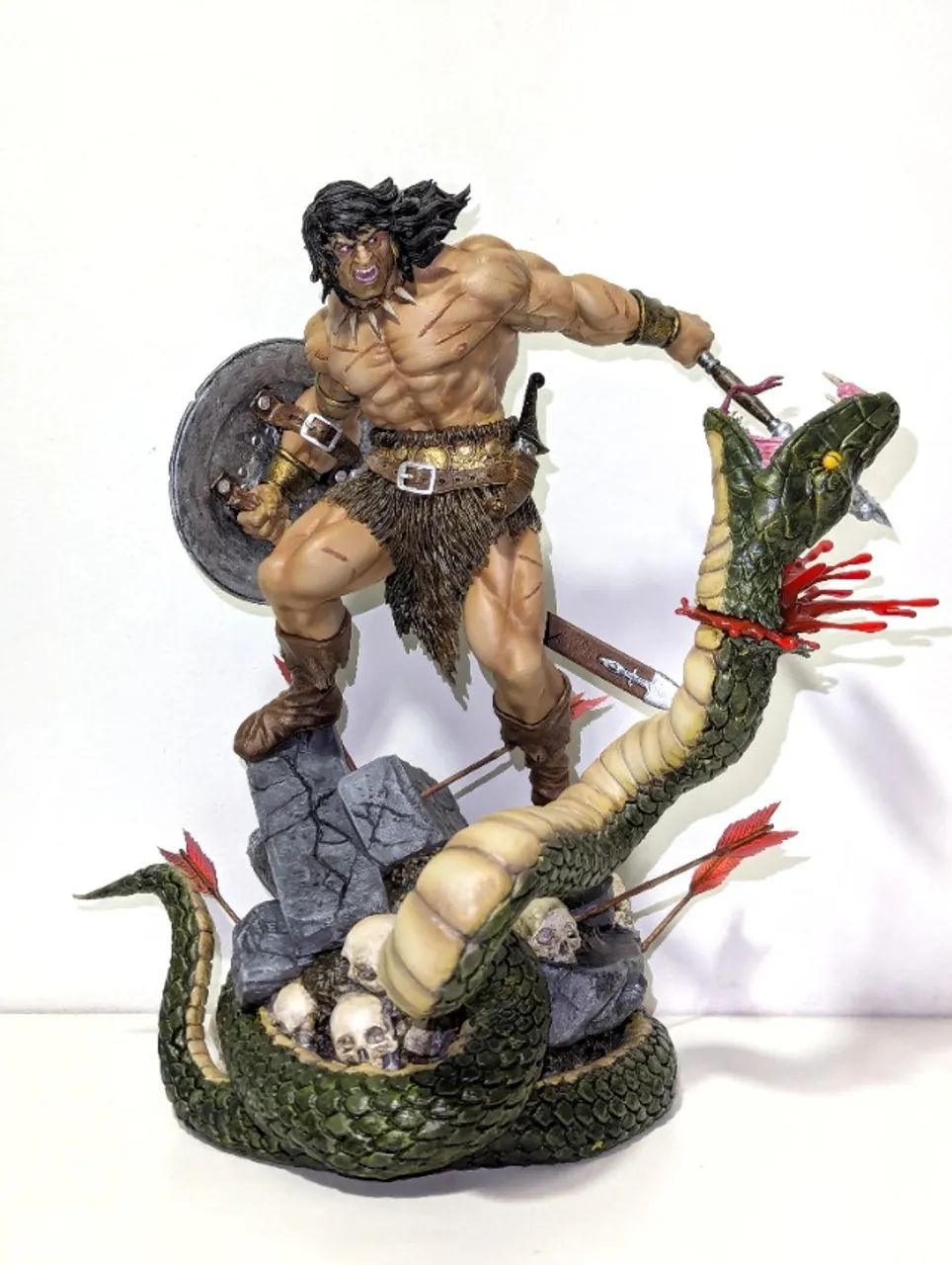 Conan vs Serpente estátua impressão 3D escala 1/7 tipo iron studios e sideshow - Foto 5