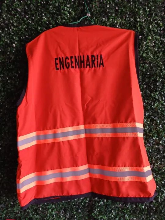 Colete De Segurança refletivo  ENGENHARIA cor LARANJA com bolsos - tamanho G - Foto 4