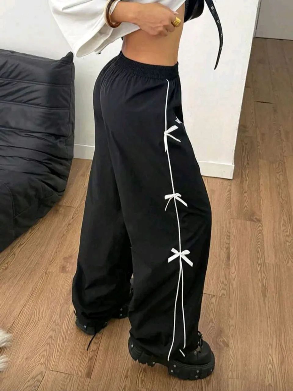 Calça Wide Leg SHEIN Preta (Tamanho G) - Foto 2