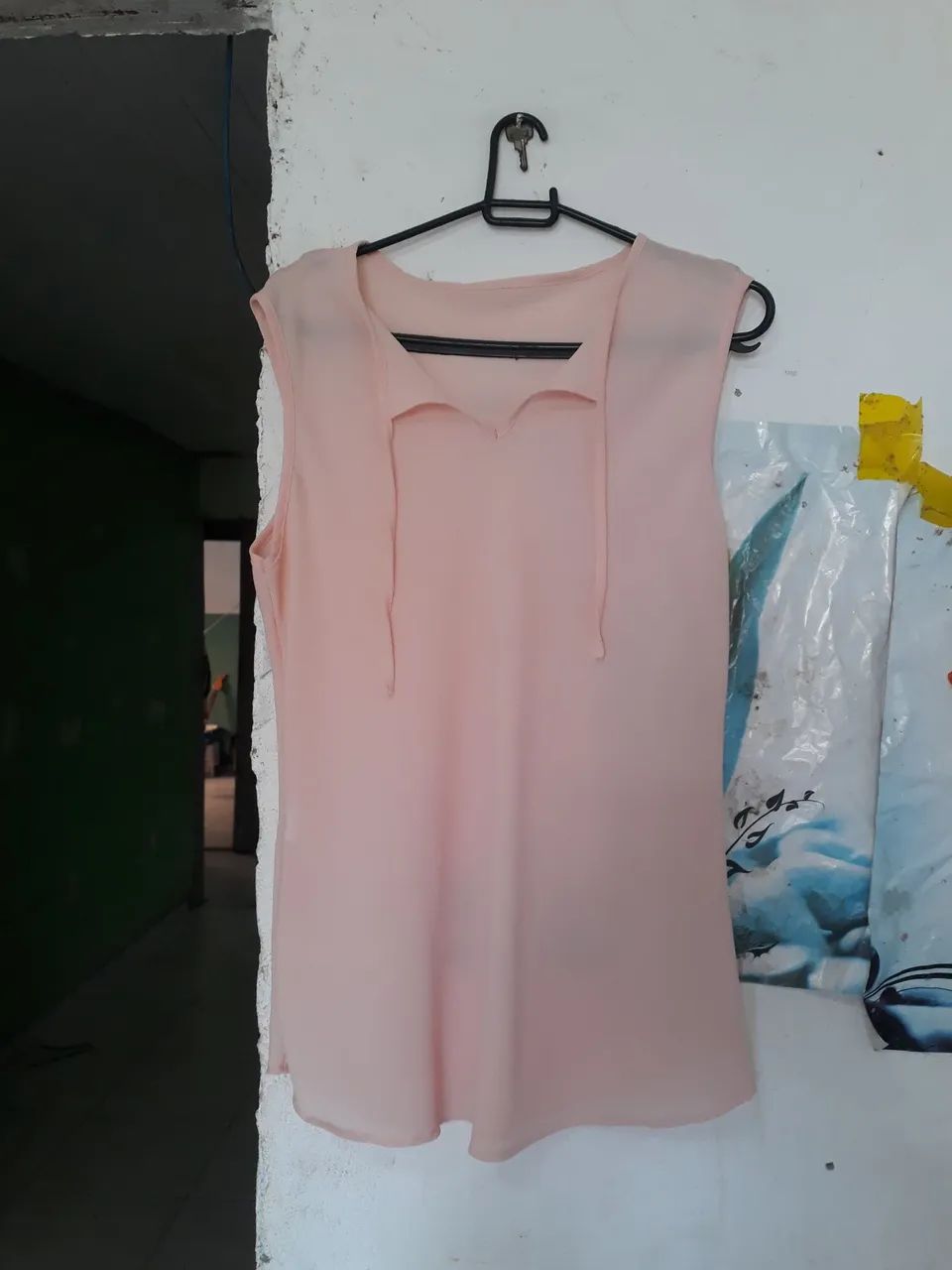 Blusa Rosa com Gola Detalhada tam p - Foto 2