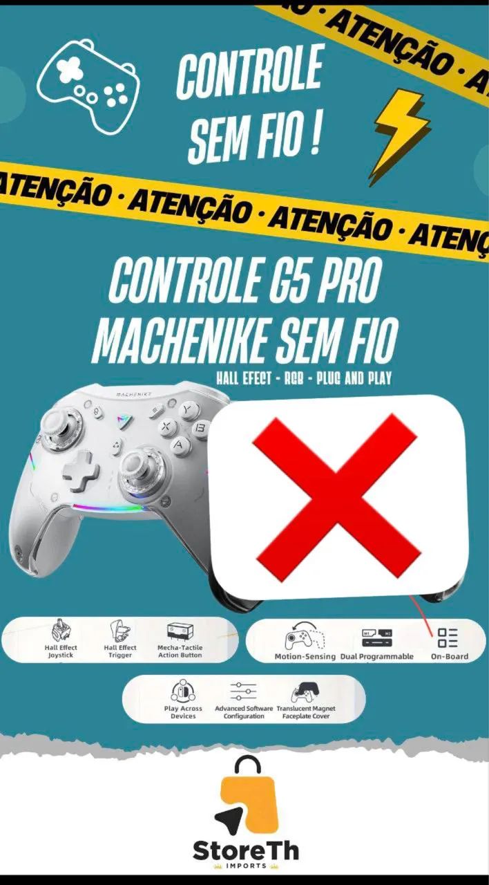 Controle Machenike G5 Pro - Sem Fio e Multi-Plataforma Lacrado Branco