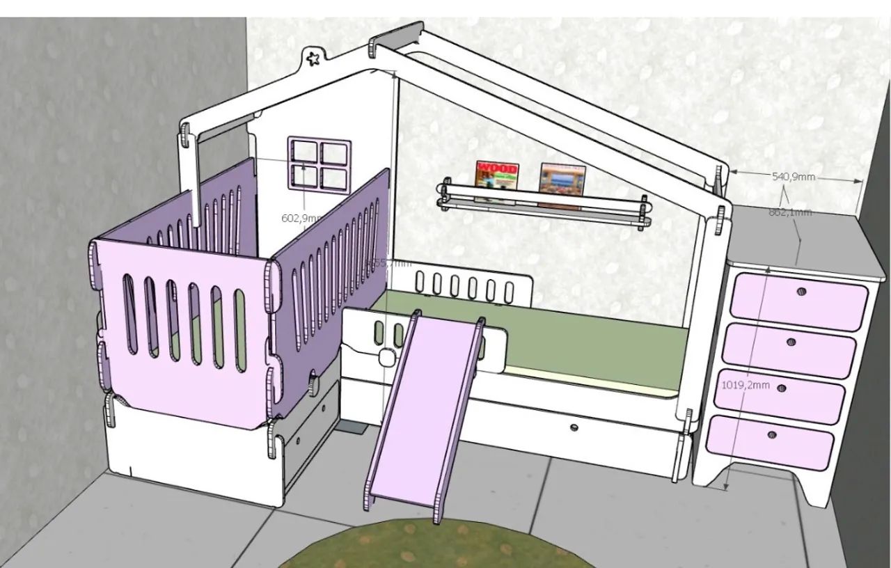 Berço + Mini Cama (com mini cama auxiliar) - Casinha - Foto 5