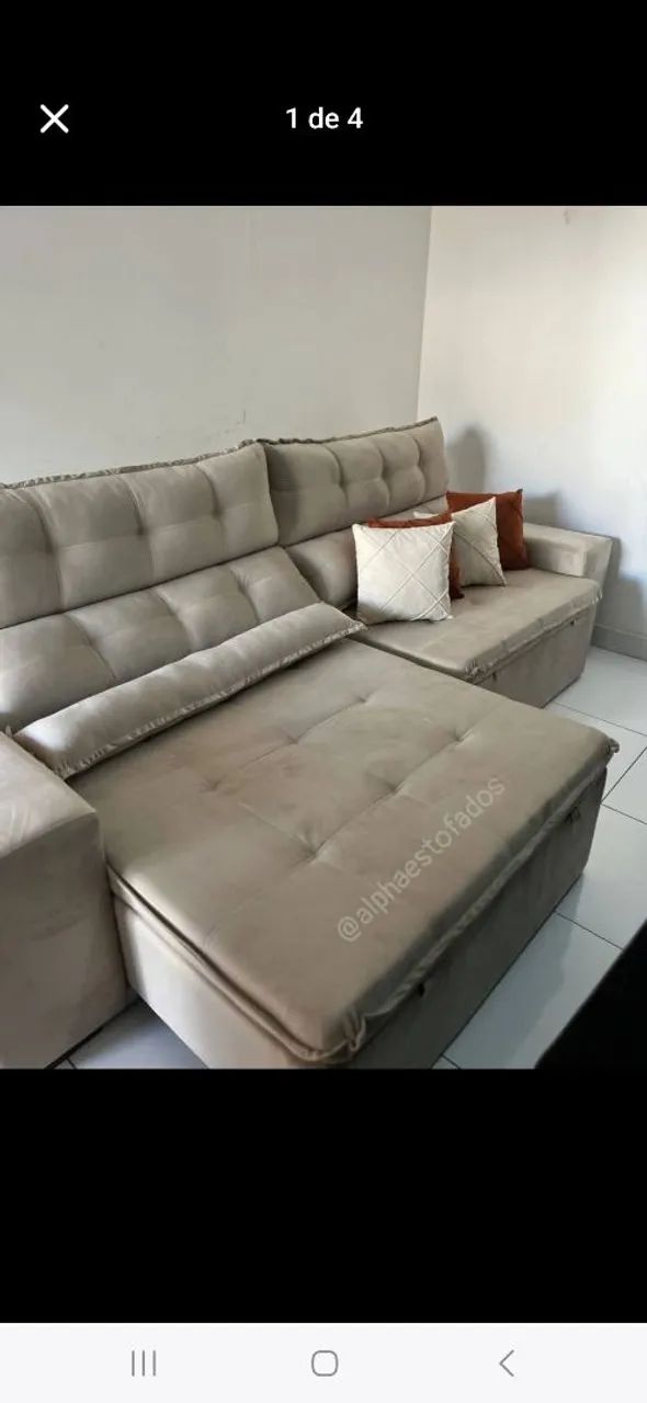 Sofá retrátil de 3 metros cor bege64169930113537120
