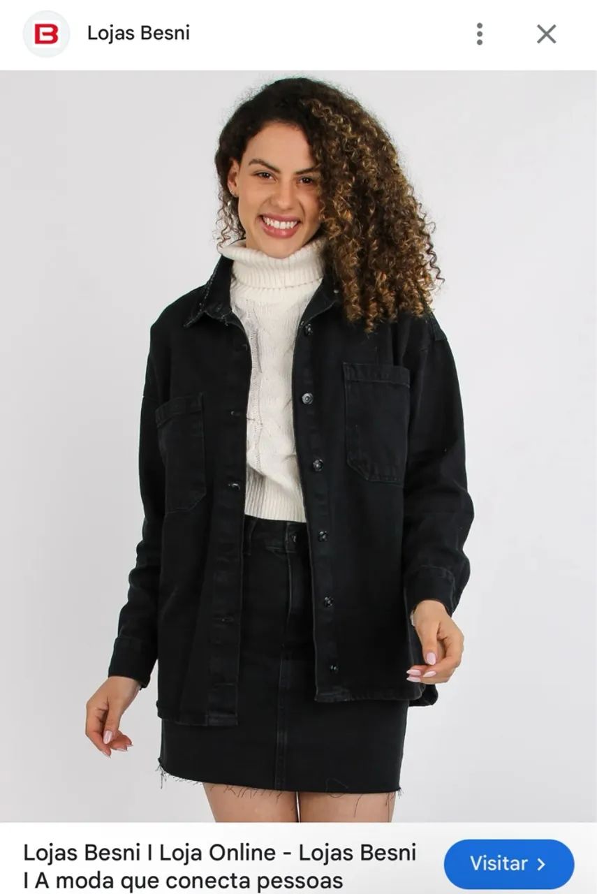 Jaqueta Jeans Feminina Preta OVERSIZED BESNI novinha TP 