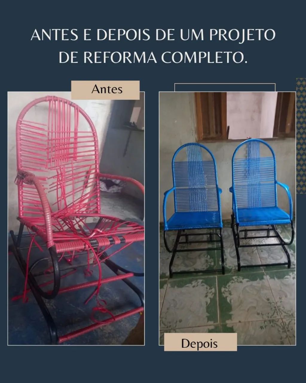 Reforma de cadeira de macarrão 