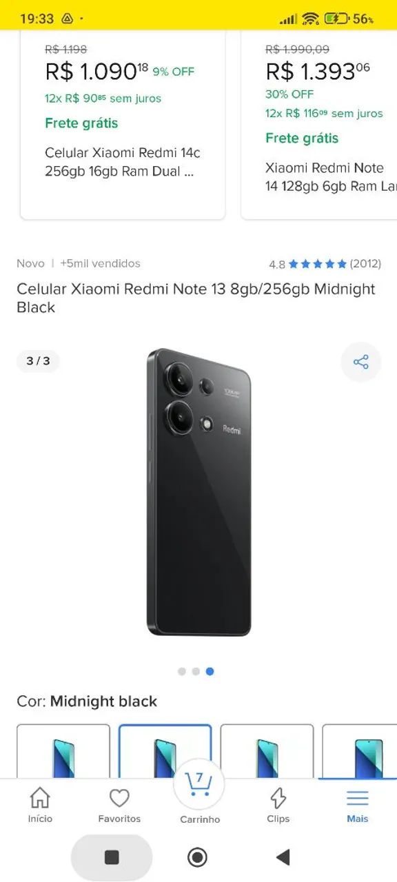 Redmi Note 13 256gb 8gb de memória ram
