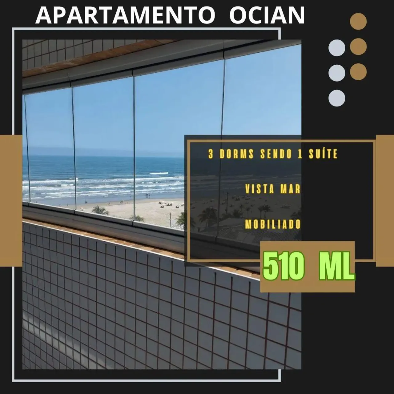 Apartamento para Venda em Praia Grande, Ocian, 3 dormitórios, 1 suíte, 1 banheiro, 2 vagas