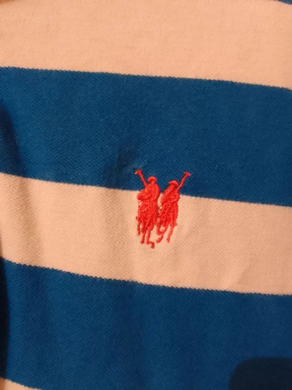 Camisa Polo, Original! Listrada Azul e rosa,  - Foto 4