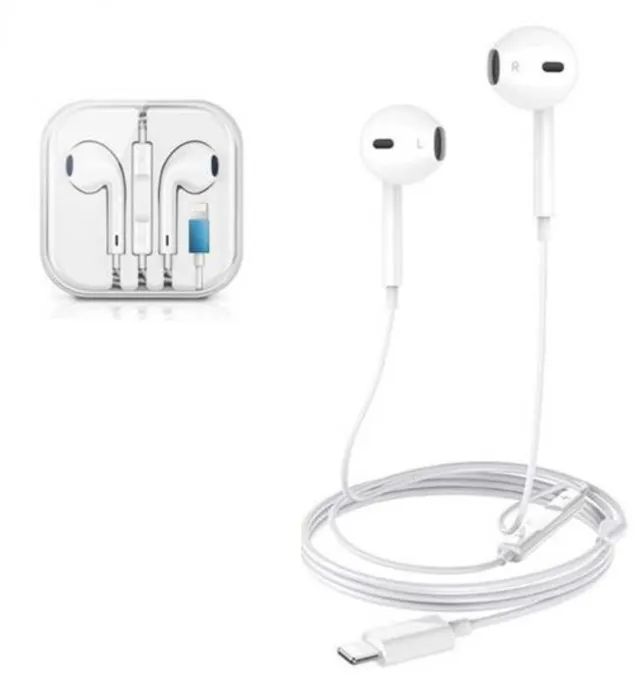 Fone de Ouvido com fio Compatível iPhone 7/8/x/xr/xs da cor Branco