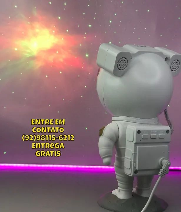 Projetor Astronauta Luminária Com Controle e Bluetooth  - Foto 4
