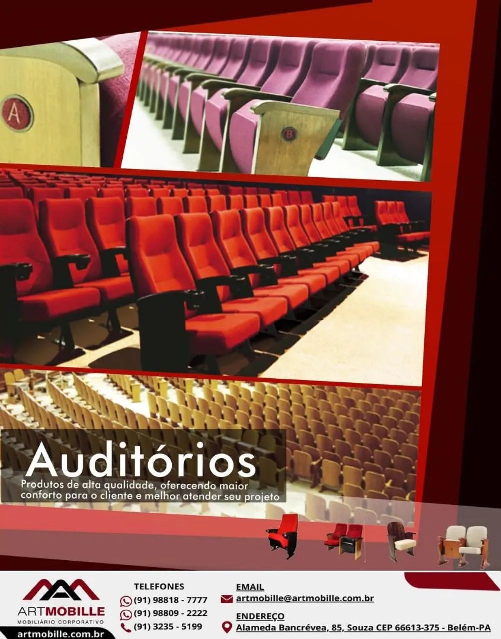Poltronas auditórios e centro de convenções 