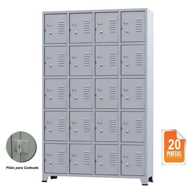 Roupeiro de Aço 20 portas Pequenas - 1,96×1,23×0,36m - CZ/CZ varios modelos
