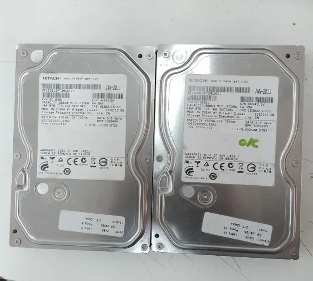 Lote 2 HDs HITACHI 500Gb