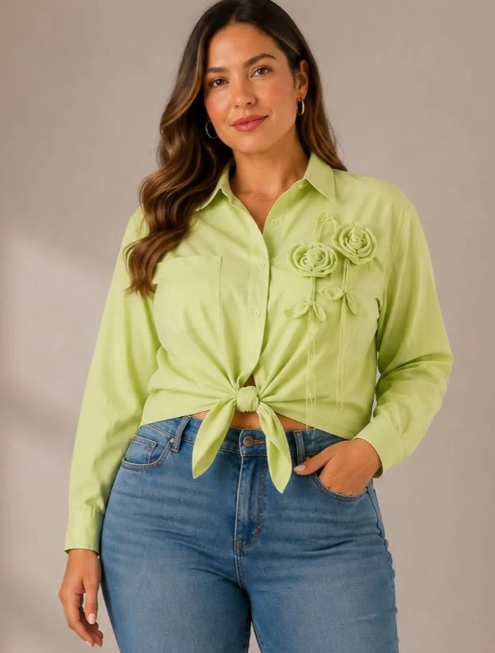 Camisa linda Boho Jy Flower tam g