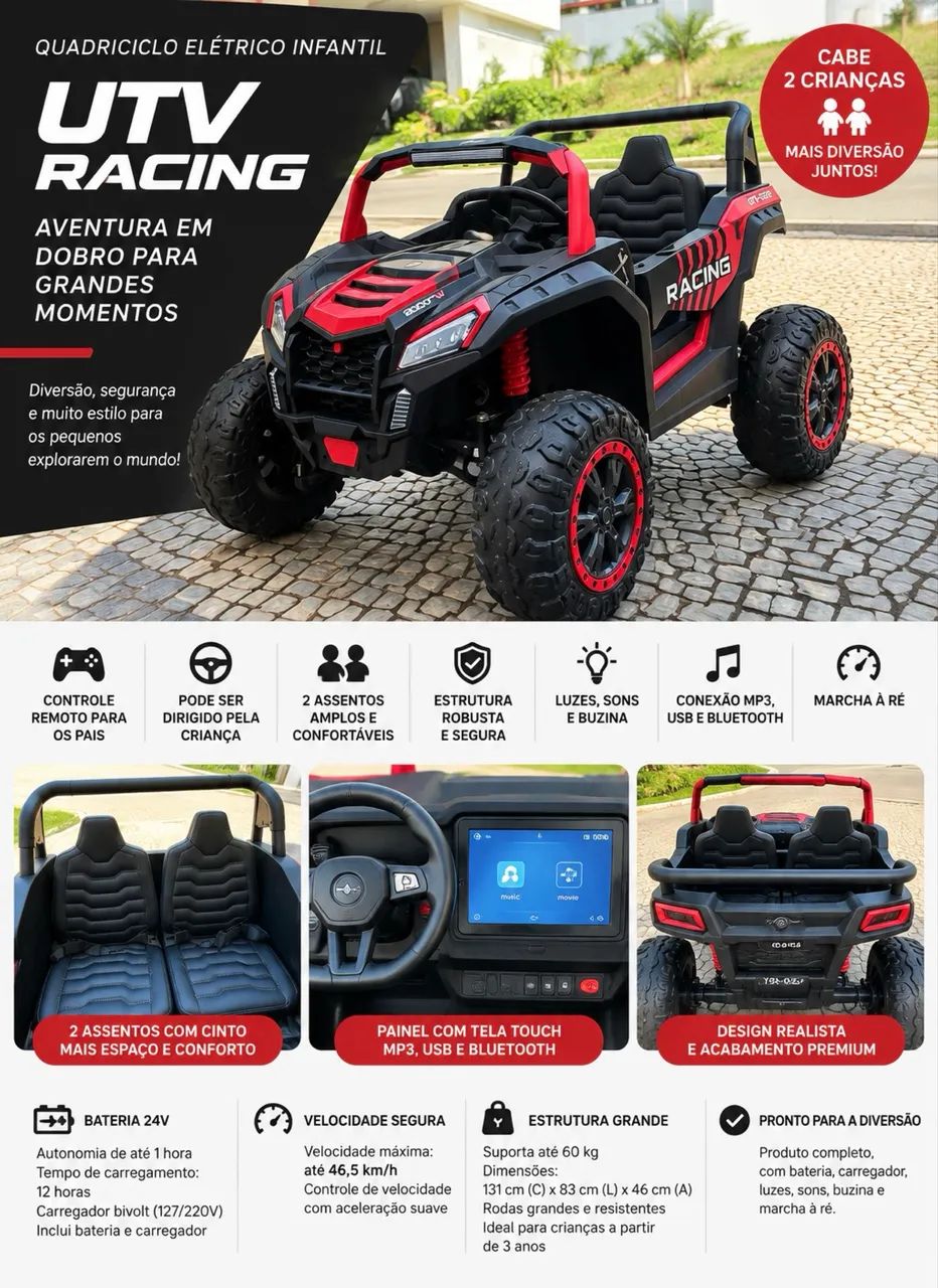 Mini Quadriculo Elétrico UTV Racing 24V