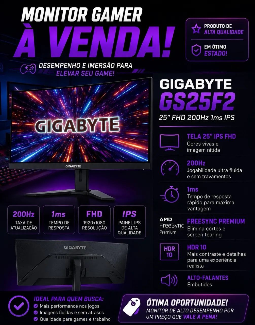 Monitor Gamer Gigabyte - 200Hz